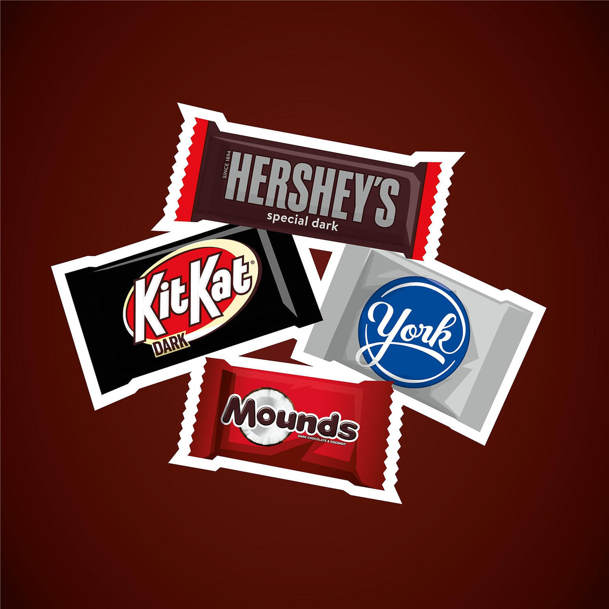 Hershey Assorted Dark Chocolate Flavored Snack Size, Candy Party Pack, 32.89 oz
