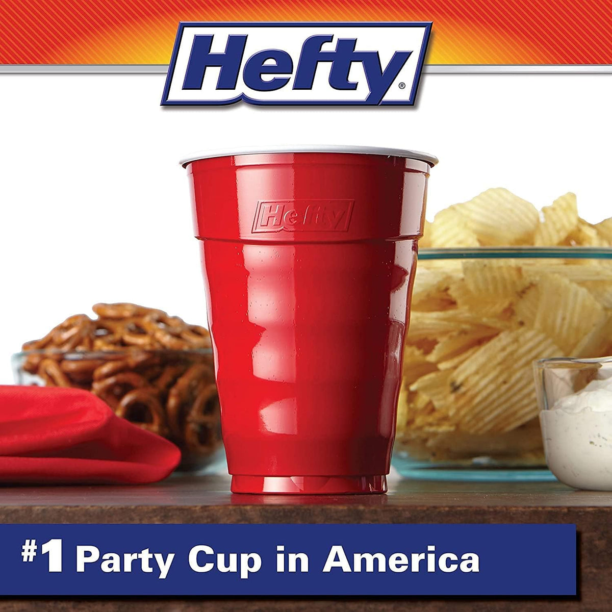 Hefty Easy Grip Disposable Plastic Cold Cups, Red, 18 Ounce, 50 Count (Pack of 8)