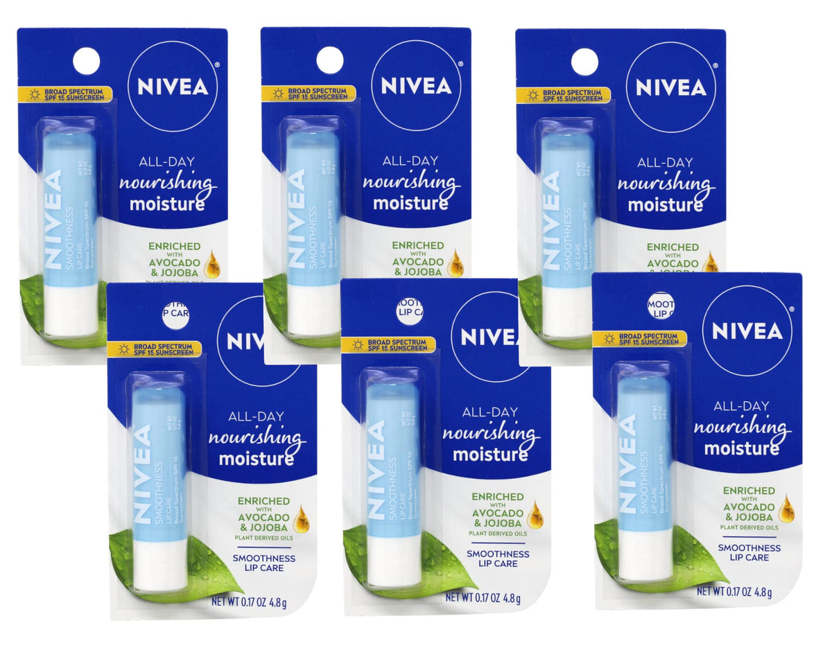 NIVEA Smoothness Lip Care SPF 15, 0.17 oz (Pack of 6)