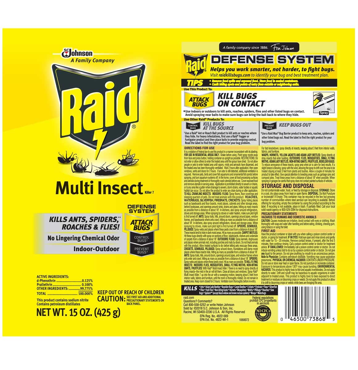Raid Multi Insect Killer 15 Ounce (Pack of 6)