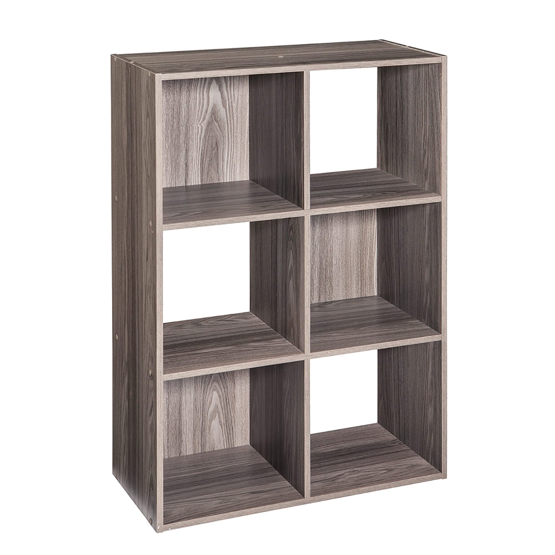 ClosetMaid Cubeicals 6 Cube Storage Shelf Organizer Bookshelf - Vertical & Horizontal Options, Easy Assembly - Natural Gray Wood Finish