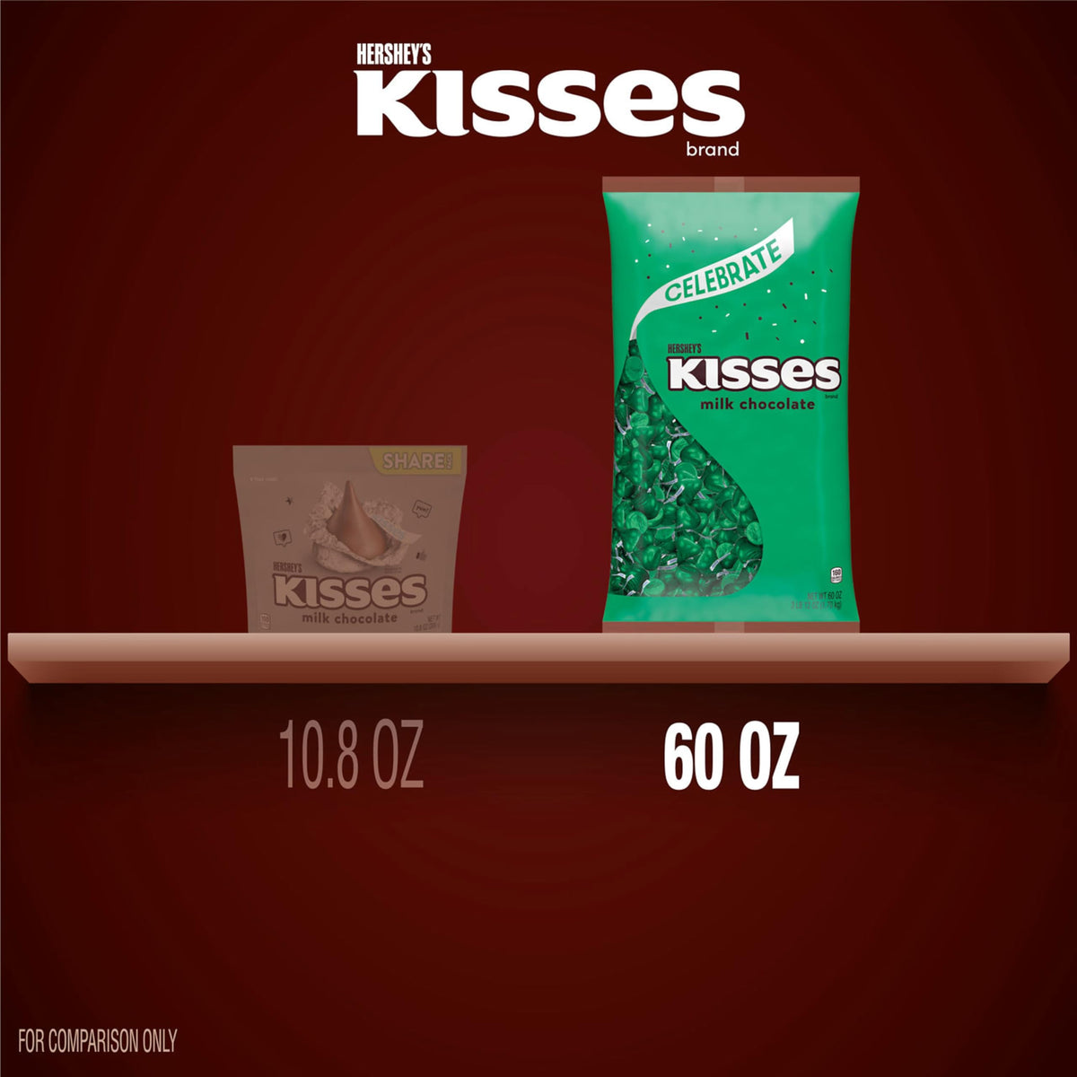 HERSHEY'S KISSES Milk Chocolate Candy Bulk Bag, 60 oz