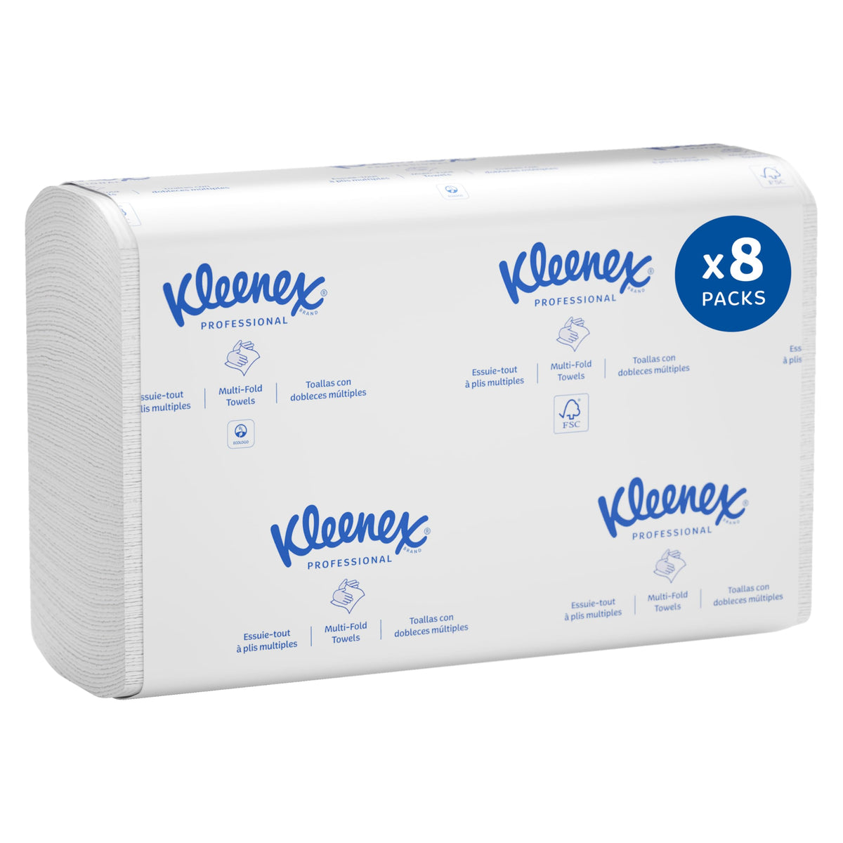 Kleenex® Professional Universal Multifold Paper Towels, Bulk (02046), Absorbency Pockets, 9.2" x 9.4" Towel, White (150 Sheets/Pack, 8 Packs/Case, 1,200 Sheet Total)