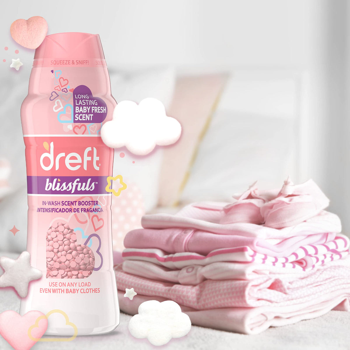 Dreft Blissfuls Laundry Scent Booster Beads for Washer, Baby Fresh Scent, 20.1 oz