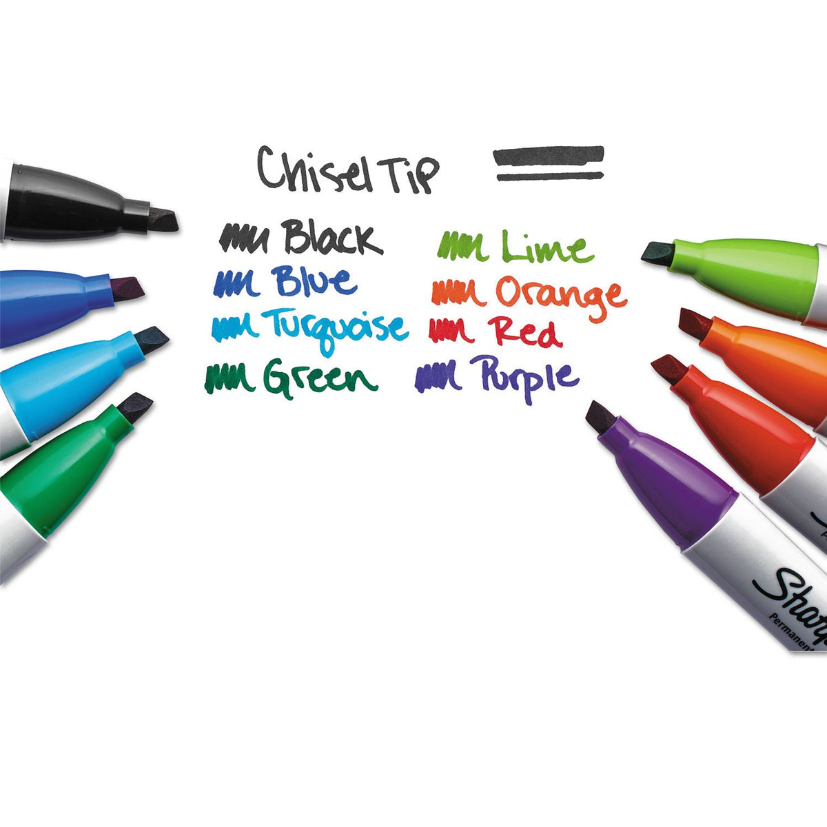 Sharpie 38250PP Permanent Marker 5.3mm Chisel Tip Assorted 8/Set (SAN38250PP)