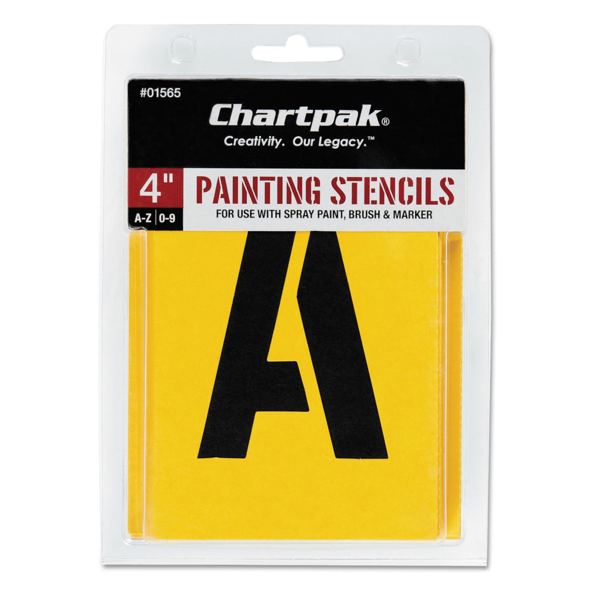 Chartpak Letter and Number Painting Stencils, A-Z and 0-9, 4 Inches H, 35 per Pack (01565)