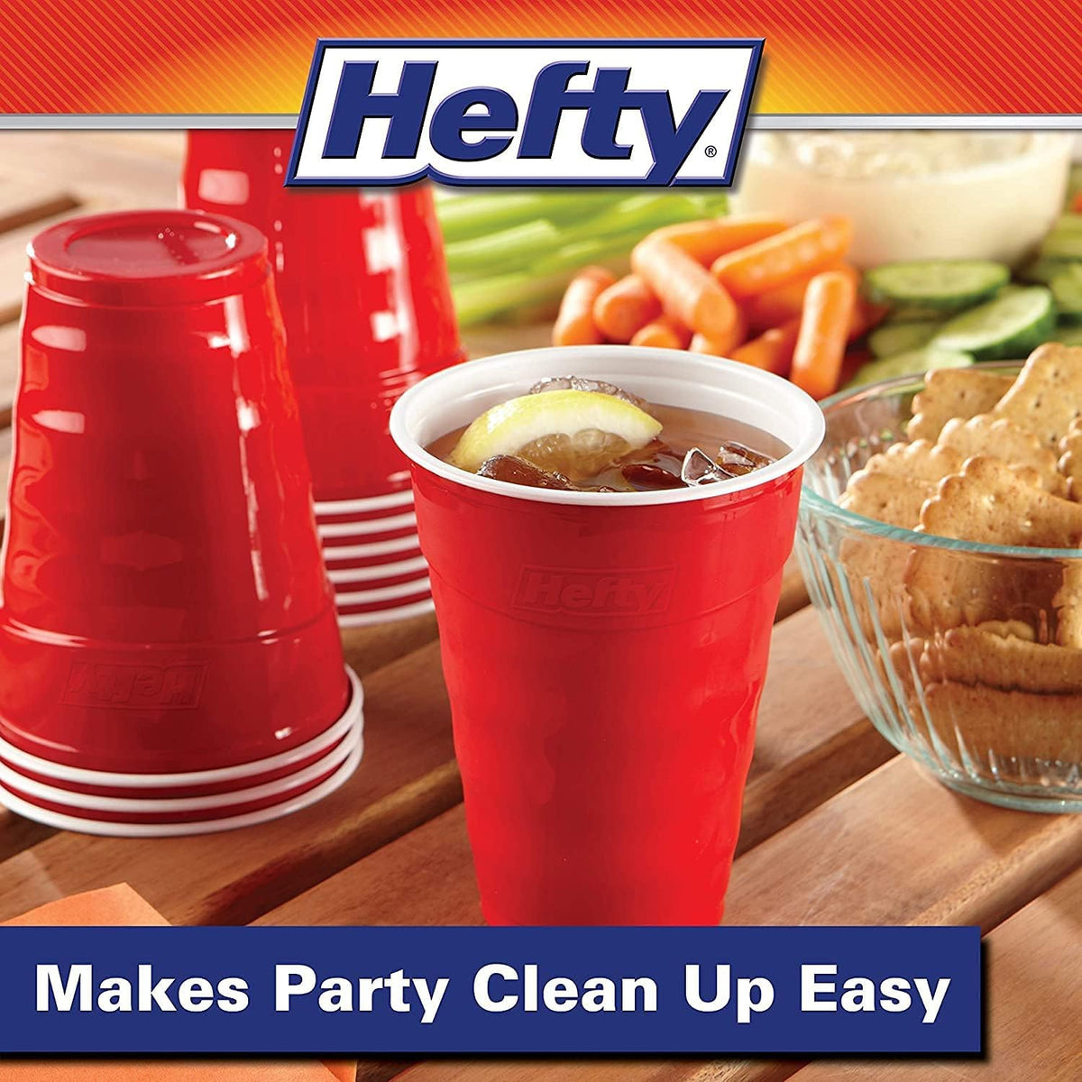 Hefty Easy Grip Disposable Plastic Cold Cups, Red, 18 Ounce, 50 Count (Pack of 8)