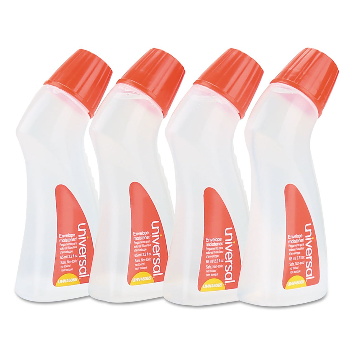 Universal UNV46065VP 2.2 oz. Envelope Moistener with Adhesive Bottle - Clear (4/Pack)