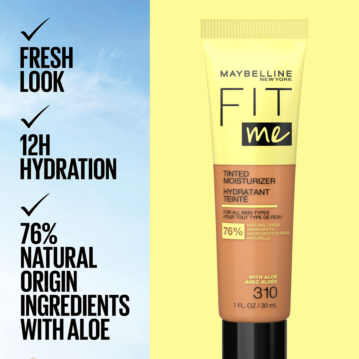 Maybelline Fit Me Tinted Moisturizer, Natural Coverage, Face Makeup, 368, 1 Count