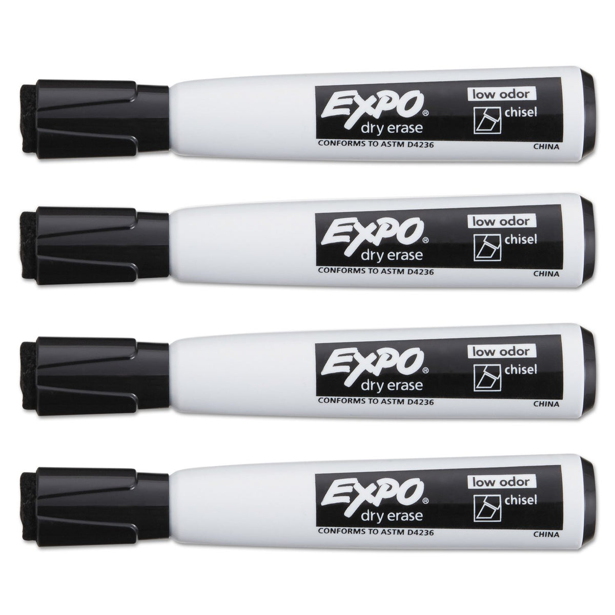 EXPO 1944729 Magnetic Dry Erase Marker Chisel Tip Black 4/Pack