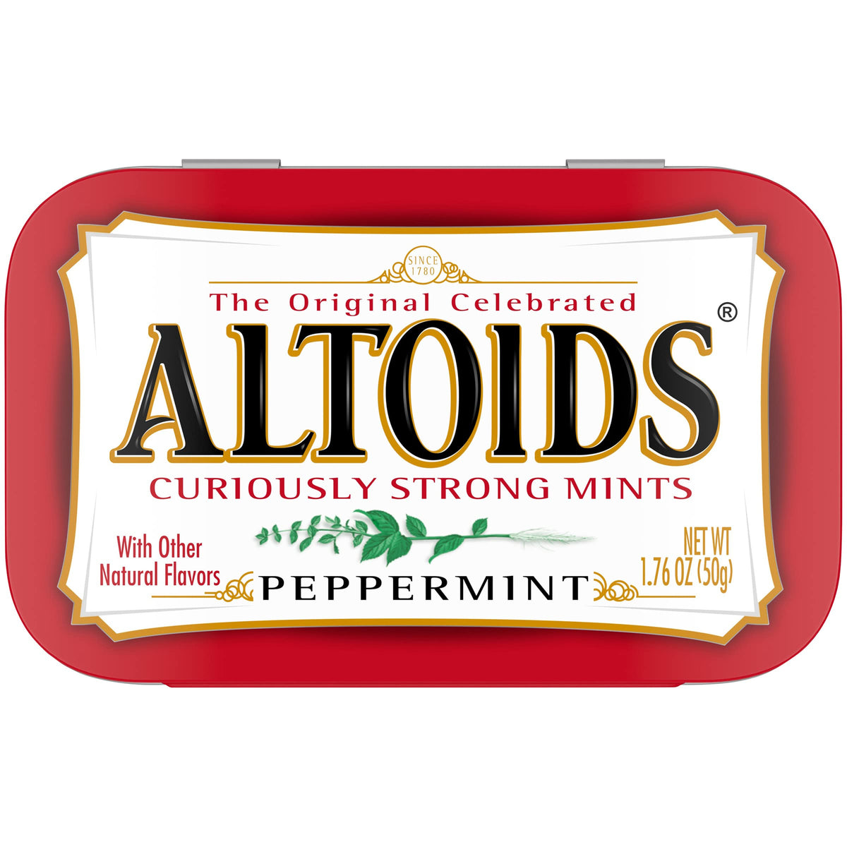 ALTOIDS Curiously Strong Breath Mints, Individual Packs, 1.76-Ounce Tins - Cinnamon - Peppermint - Spearmint - Wintergreen - Great For Holidays, Parties, Gifts & More! (Peppermint - 1.76 Ounce, 6)