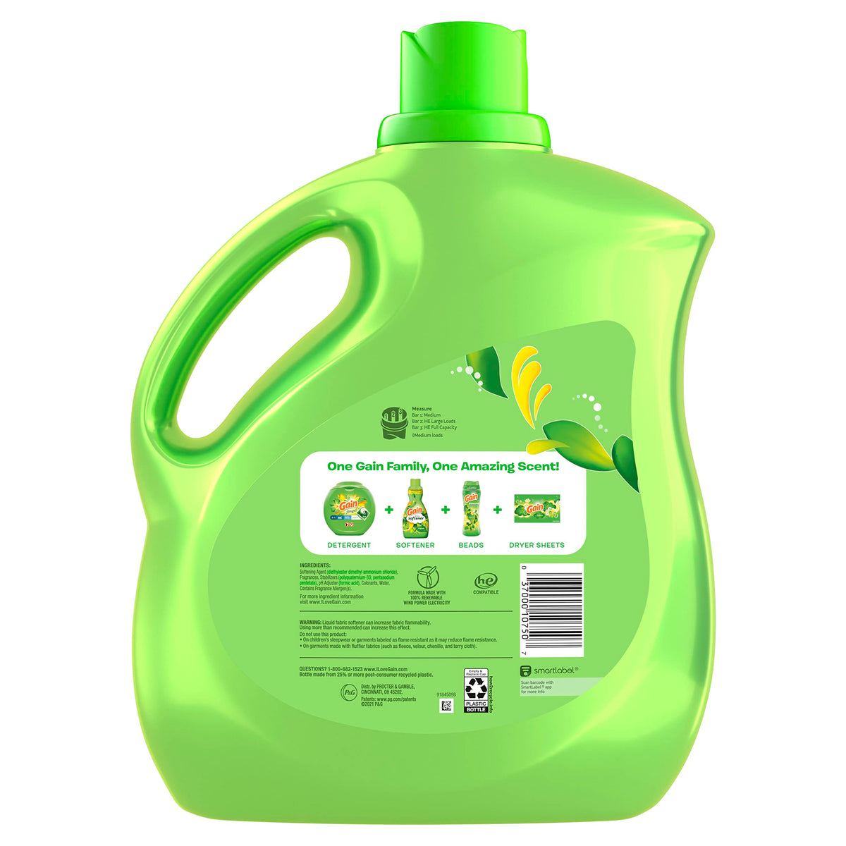 Gain Laundry Fabric Softener Liquid, Original, 129 Fl Oz 150 Loads