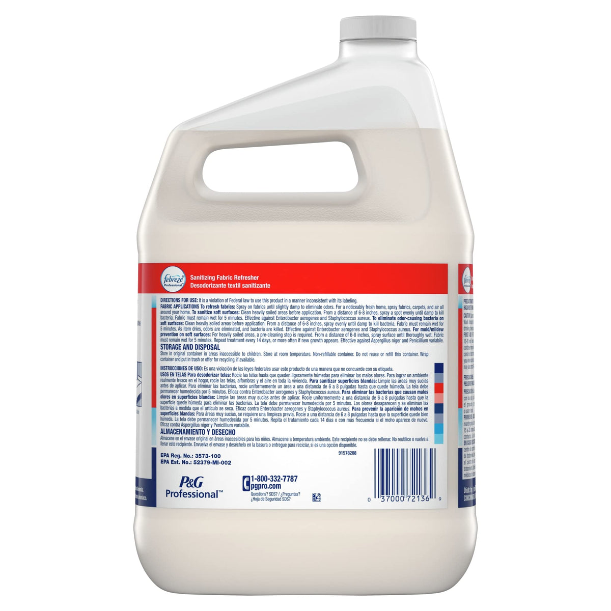 Febreze 72136 Professional Sanitizing Fabric Refresher, Light Scent, 1 gal, Ready to Use, 3/Carton