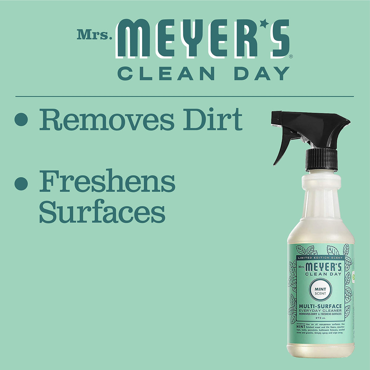Mrs. MEYER'S CLEAN DAY Multi-Surface Everyday Cleaner Mint Scent, 16 Fl Oz (Pack of 3)