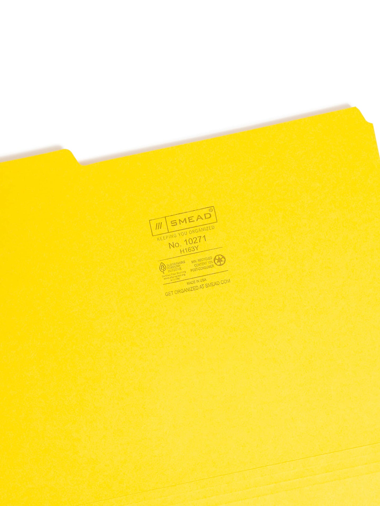 Smead Interior File Folder, 1/3-Cut Tab, Letter Size, Yellow, 100 per Box (10271)