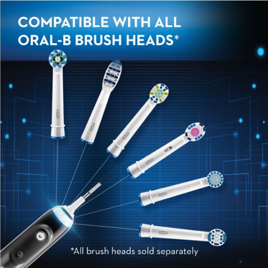Oral-B 7500 Electric Toothbrush with Replacement Brush Heads and Travel Case, Black