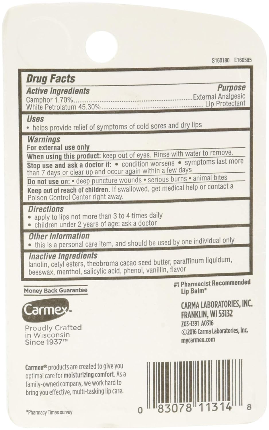 Carmex Classisc Lip Balm Medicated 0.35 oz(Pack of 7)