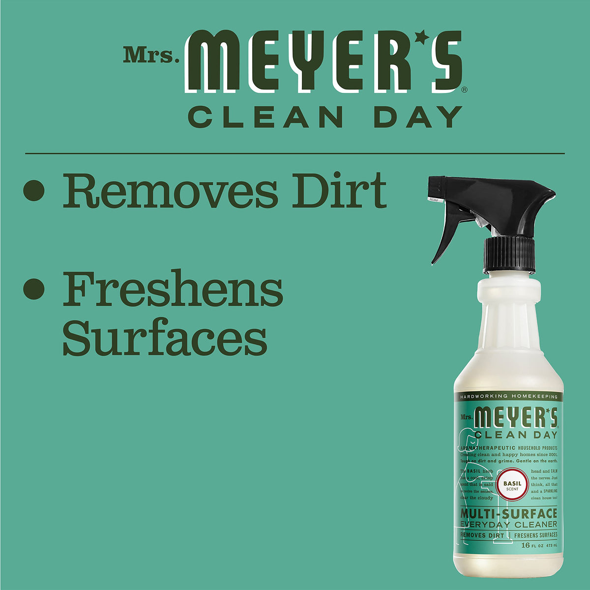 Mrs Meyers Clean Day Multi-Surface Everyday Cleaner, Basil 16 oz (Pack of 6)