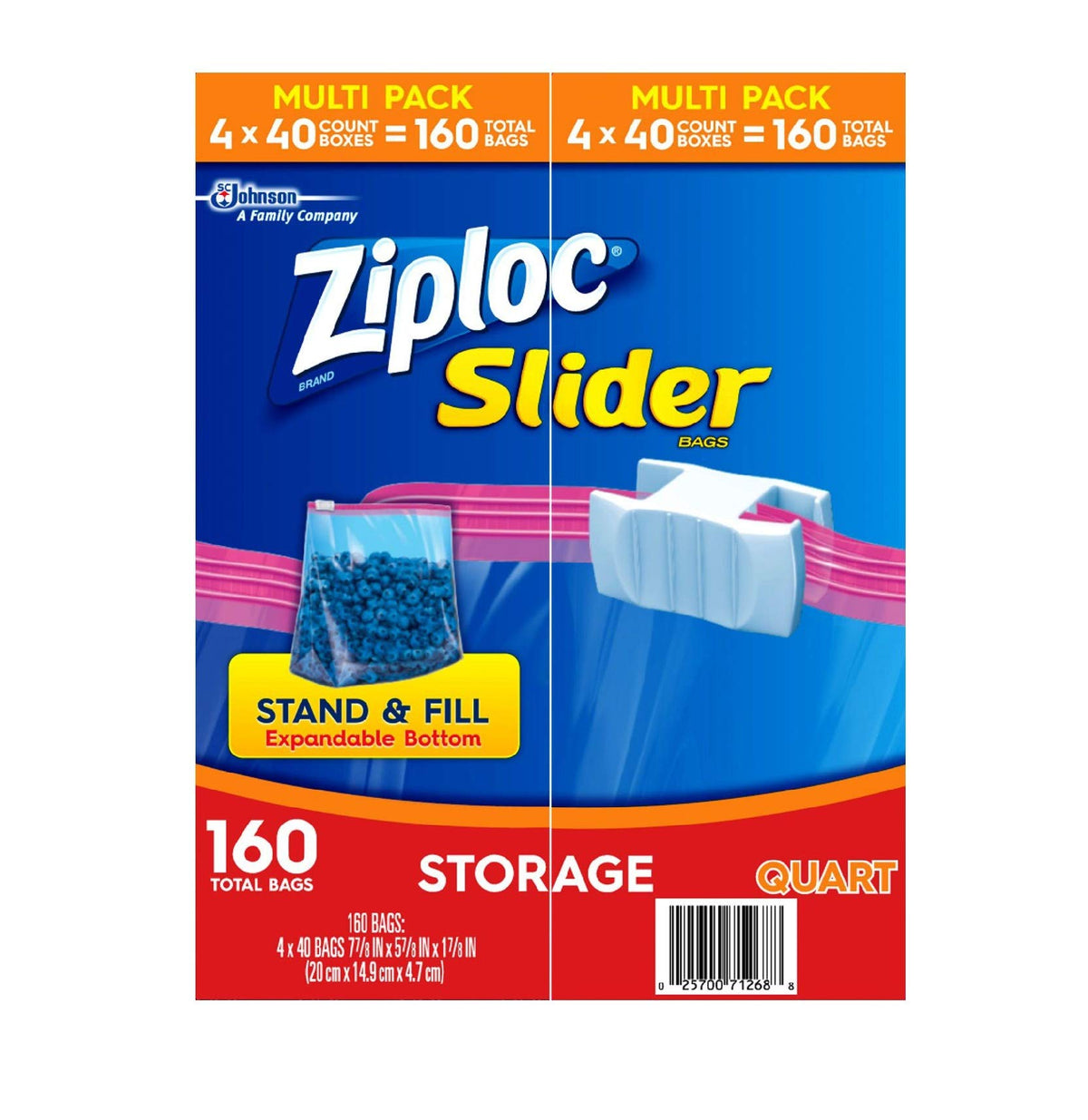 Product of Ziploc Slider Storage Bags, Quart Size, 160 ct. - Food Storage Bags & Containers [Bulk Savings]