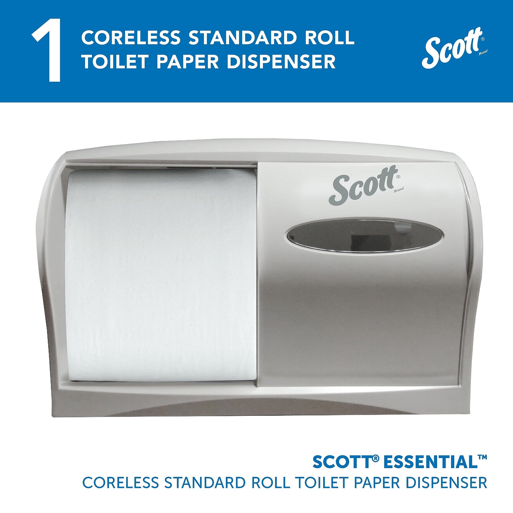 Kimberly-Clark Scott Essential Double Roll Coreless Toilet Paper Dispenser (09605),, Pearl White