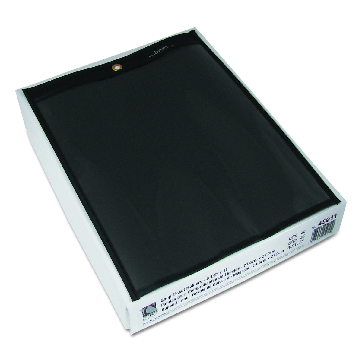 C-Line Shop Ticket Holders, Stitched, One Side Clear, 8-1/2" x 11", Box of 25 (45911)