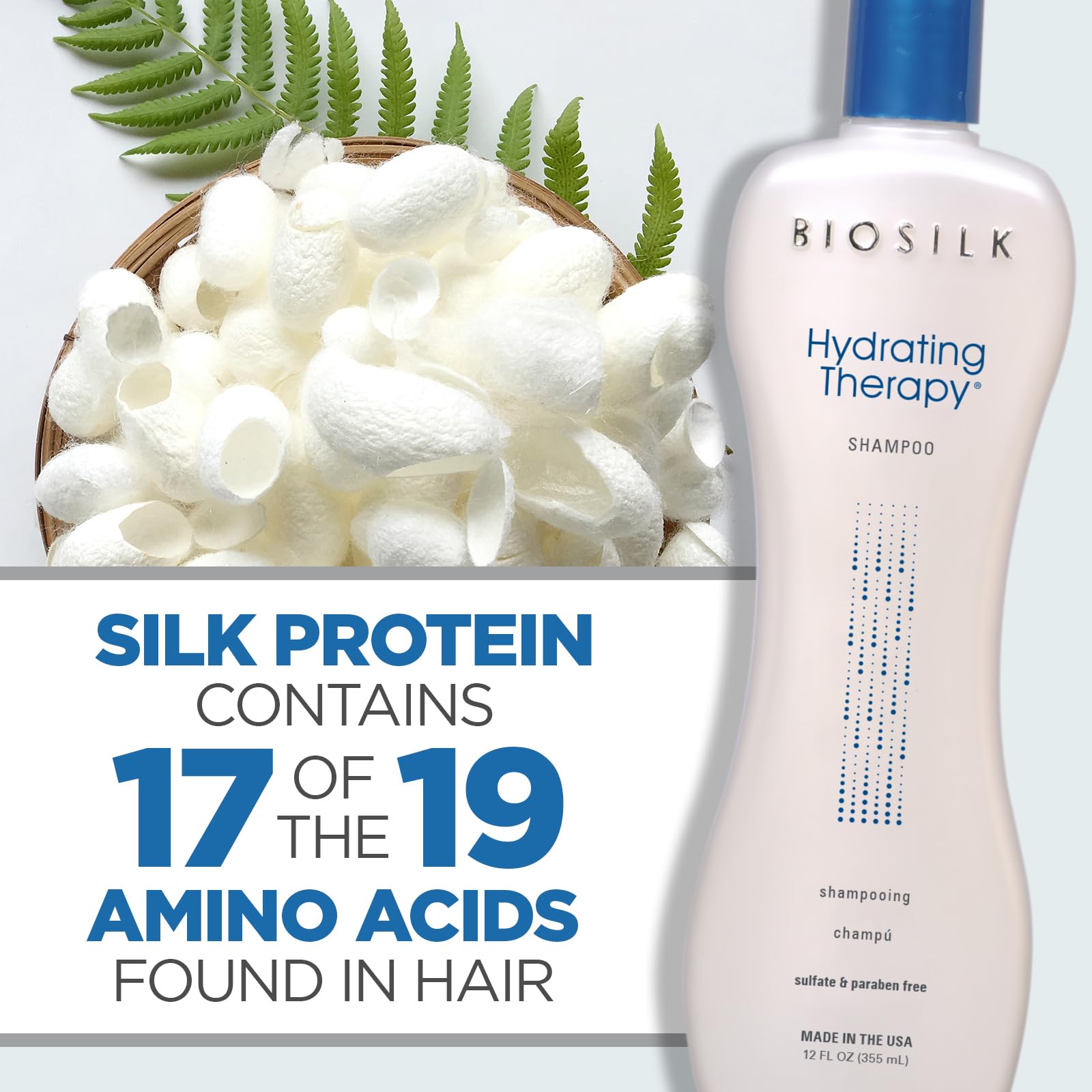 BioSilk Hydrating Shampoo, Replenishes Hair Moisture For Strong, Smooth Hair, Sulfate, Paraben, & Cruelty-Free, 12 Oz