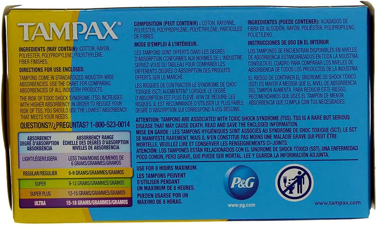 Tampax Tampons Regular Absorbency - 10 ct, Pack of 5