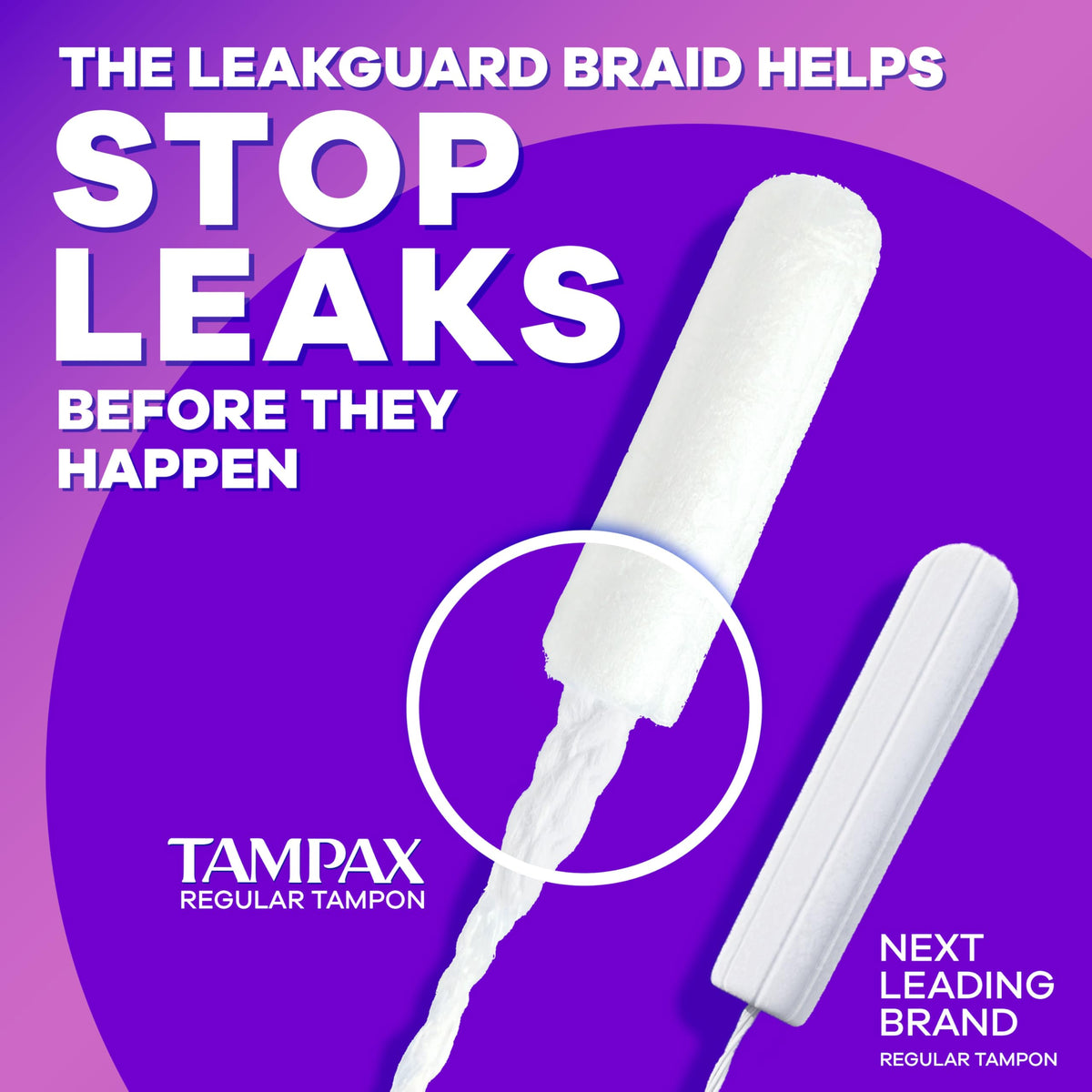 Tampax Radiant Tampons with LeakGuard Braid, Super Plus Absorbency, Unscented, 28 Count x 3 Pack (84 Count Total)