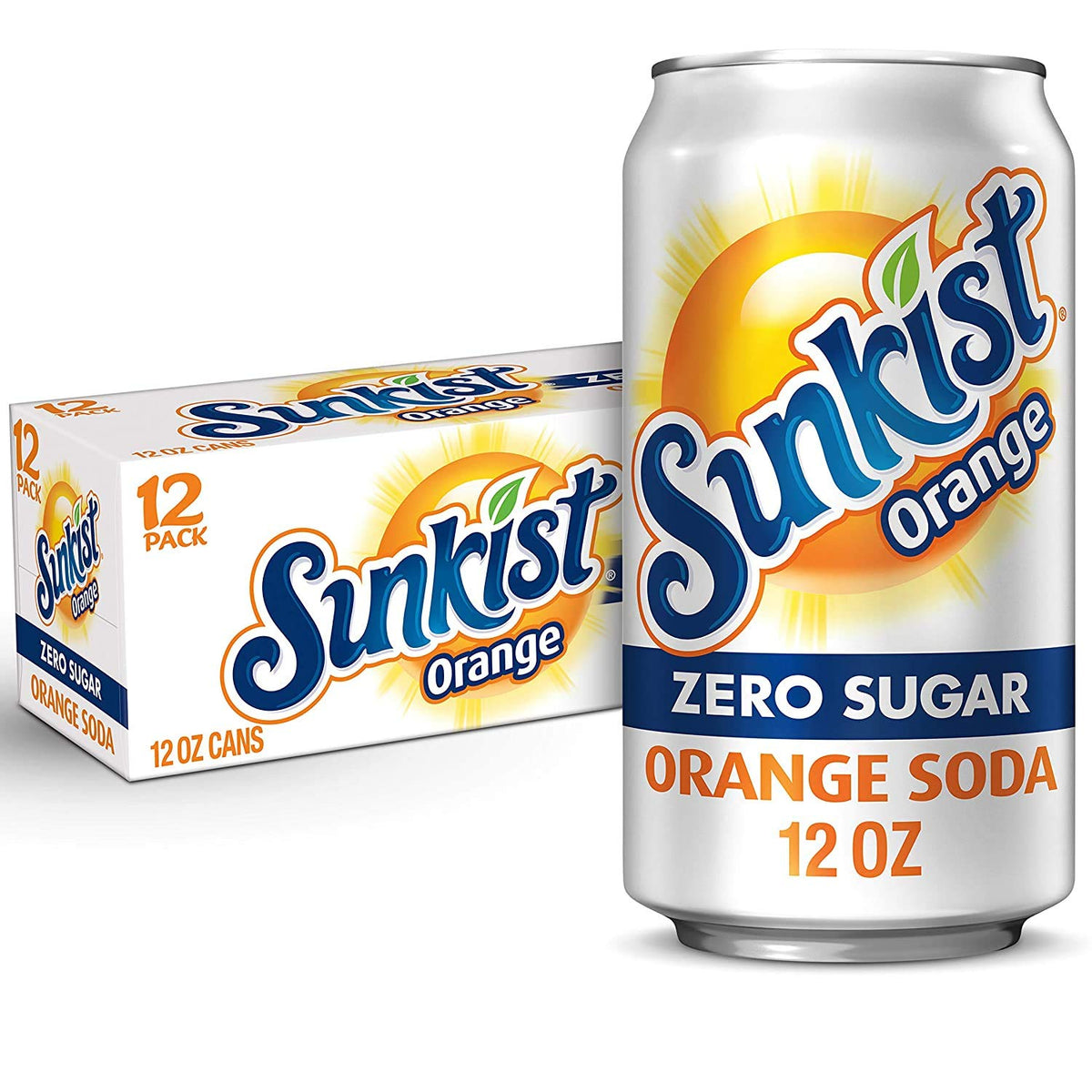 Sunkist Zero Sugar Orange, 12 FL OZ cans (24 cans)