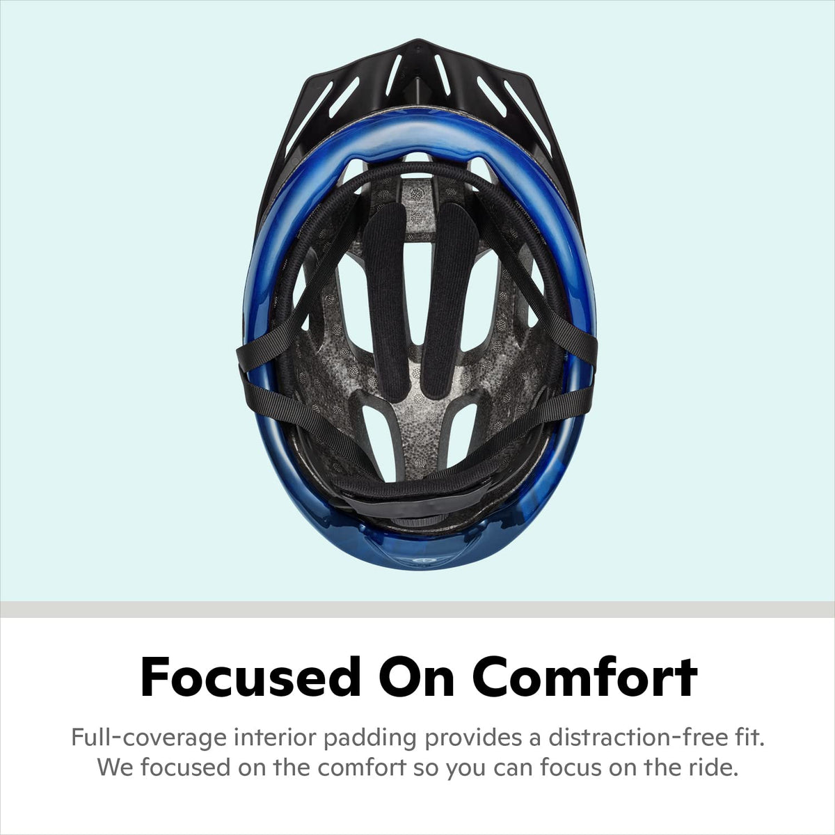 Schwinn Intercept Bike Helmet For Adult Men Women Ages 14 and Up, Can Fit Head Circumference 58-62 cm, With 10 Vents, Snap On/Off Visor, Adult Blue