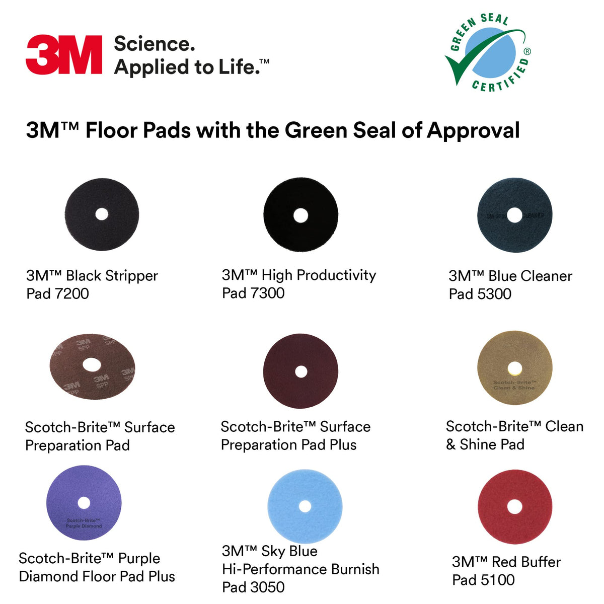3M Black Stripper Pad 7200, 12 in