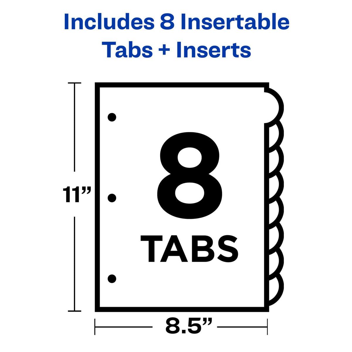 Avery Insertable Style Edge Plastic Dividers for 3 Ring Binders, 8-Tab Set, Multicolor, 1 Set (11201)