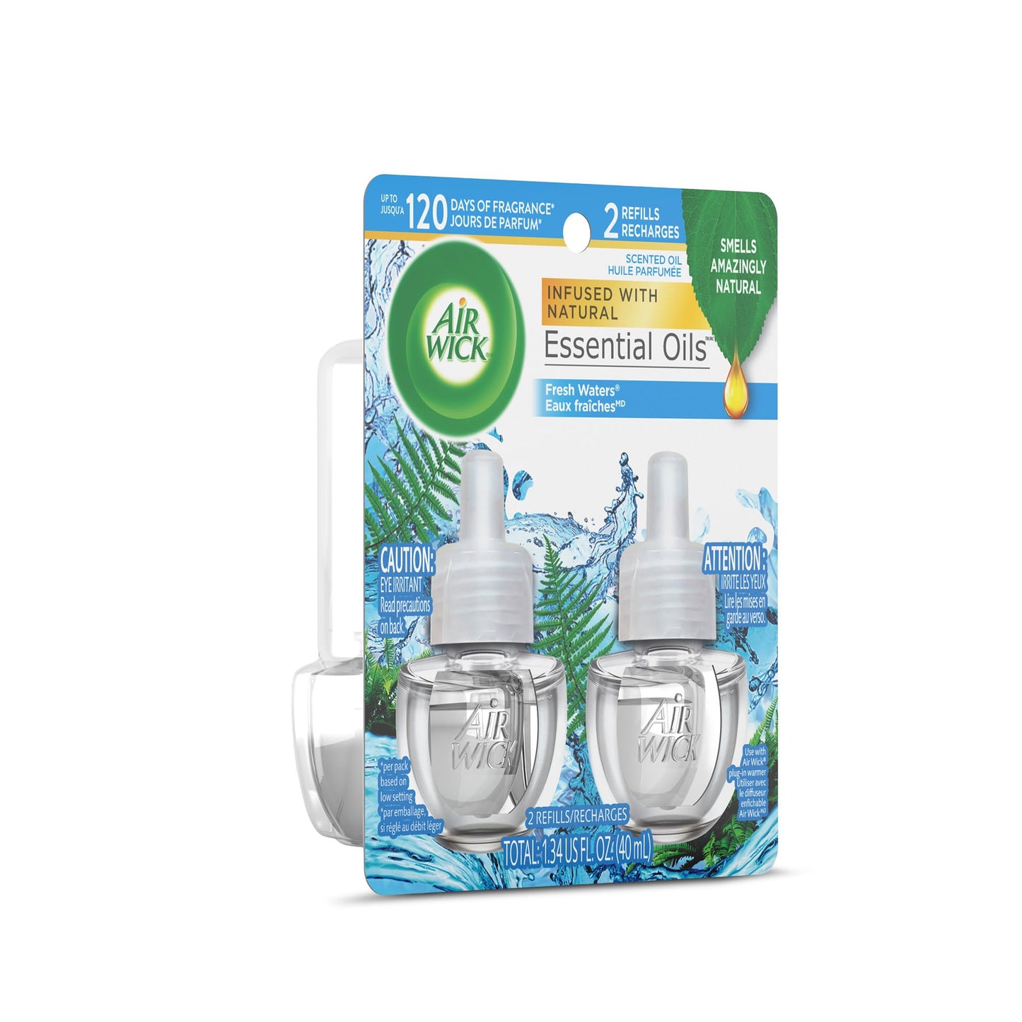 Air Wick Plug in Scented Oil Refill, 2 Ct, Fresh Waters, Air Freshener, Essential Oils