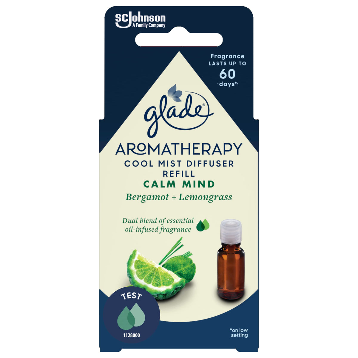 Glade Aromatherapy Essential Oil Diffuser Refill, Cool Mist Aromatherapy Diffuser& Air Freshener for Home, Calm Mind with Bergamot& Lemongrass Scent, 17.4 ml