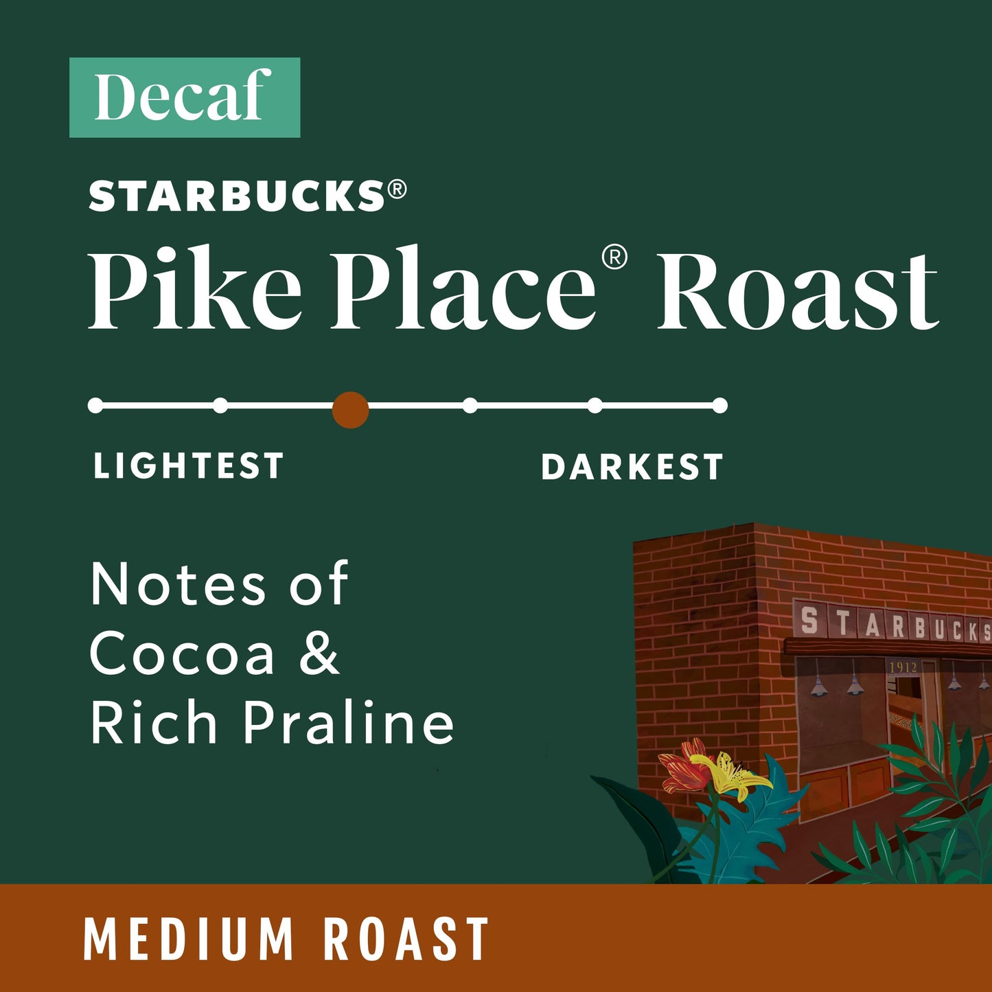 Starbucks Ground Coffee, Medium Roast Coffee, Decaf Pike Place Roast, 100% Arabica, 3 bags (12 oz each)