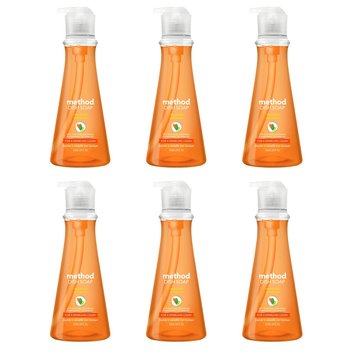 Method Dish Soap, Clementine, 18 Fl. Oz (Pack of 6)