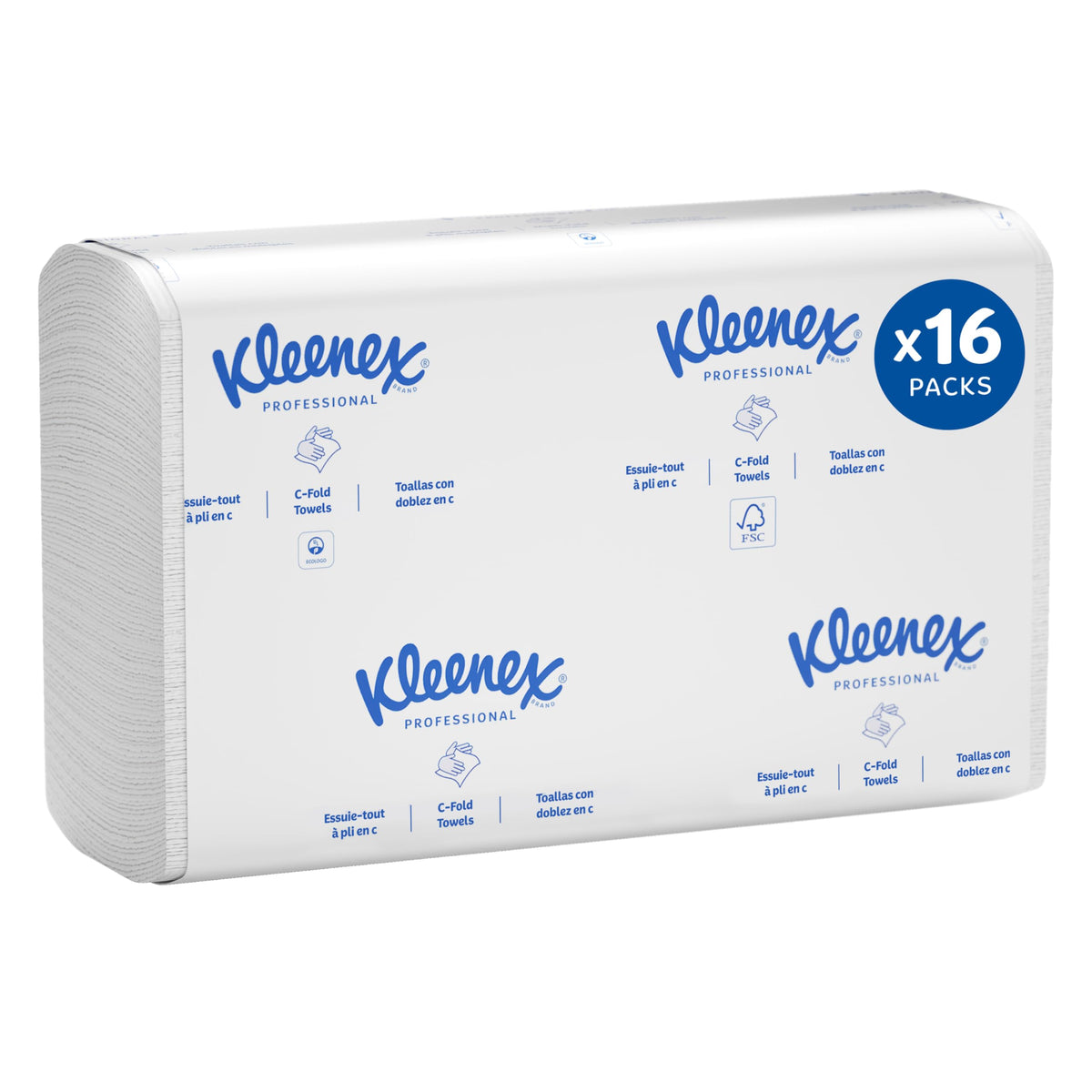 Kleenex Professional C-Fold Folded Paper Towels, Bulk (01500), Absorbent, White (150 Sheets/Pack, 16 Packs/Case, 2,400 Sheet Total)