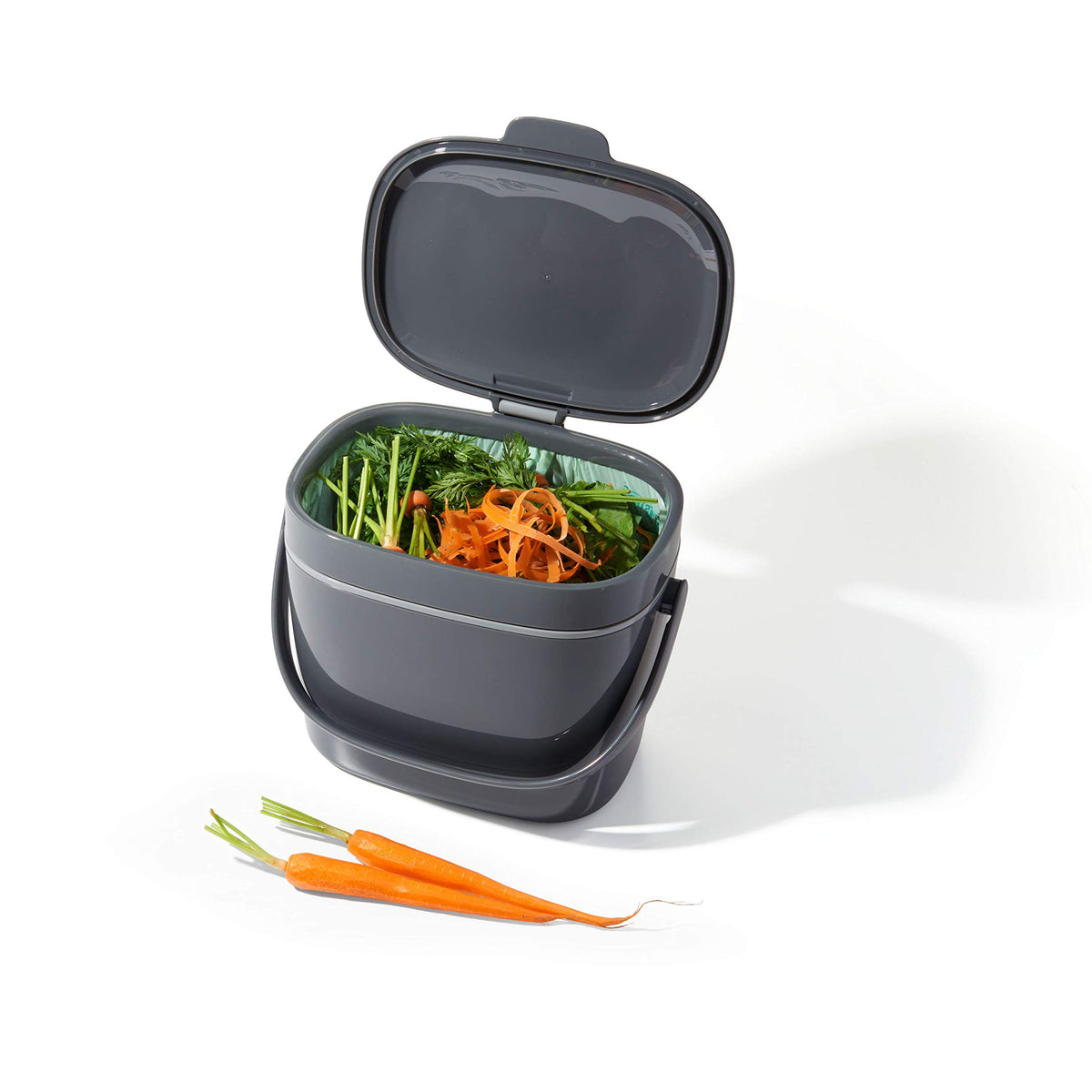 OXO Good Grips EASY-CLEAN COMPOST BIN - CHARCOAL - 1.75 GAL/6.62 L, Plastic, 8.3"L x 10.15"W x 12"H