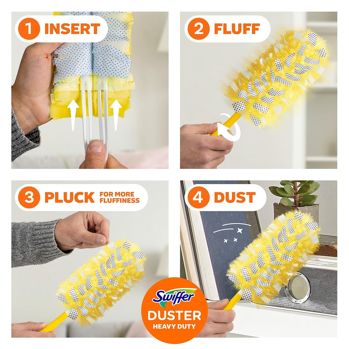 Swiffer 21620BX 360 Dusters Refill, Dust Lock Fiber, Yellow, 6/Box