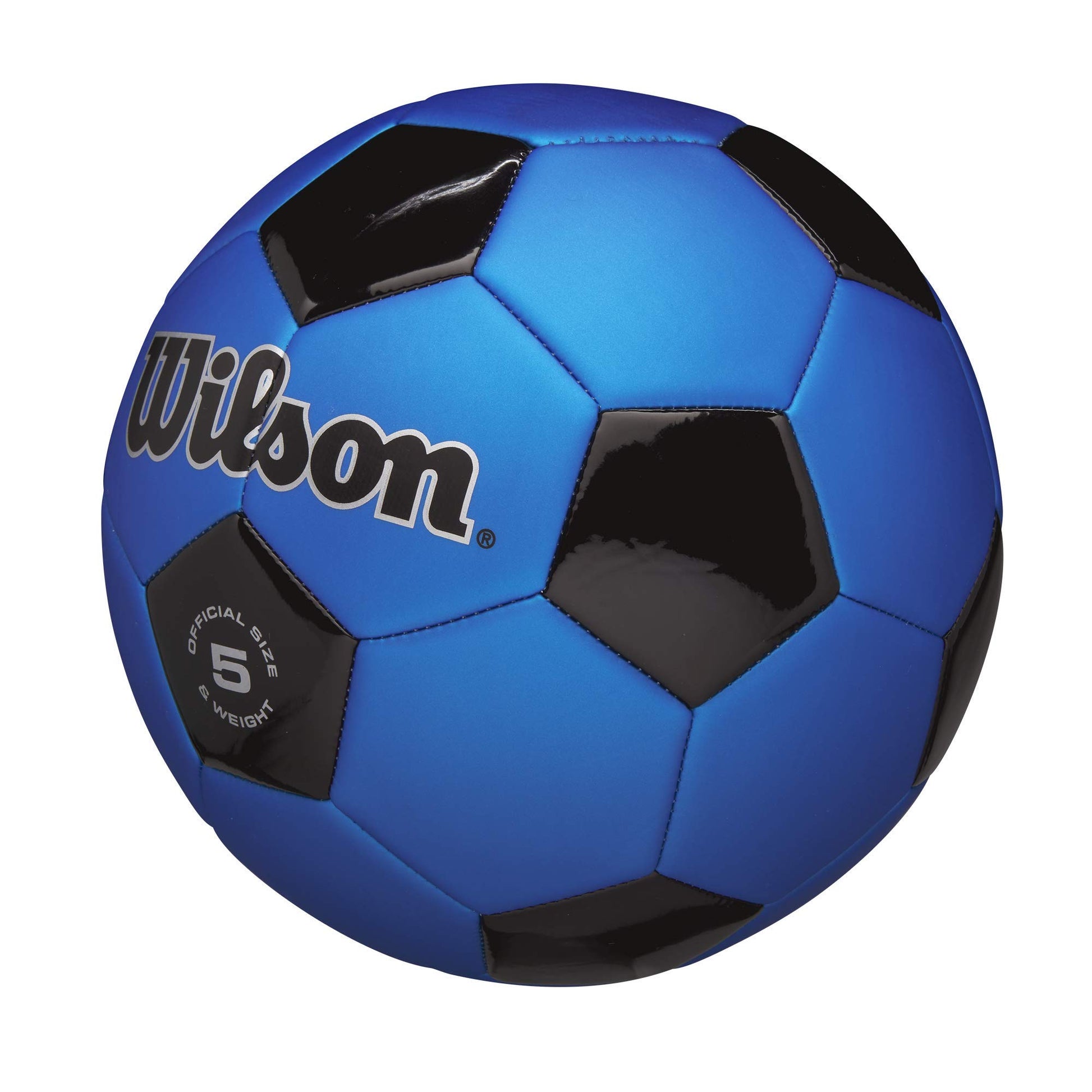 WILSON Traditional Soccer Ball - Size 5, Black/Royal