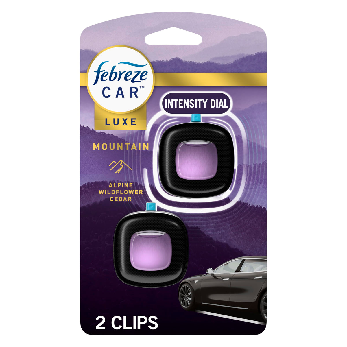 Febreze Car Mountain Scent Air Freshener Vent Clip, .07 oz, 2 Count