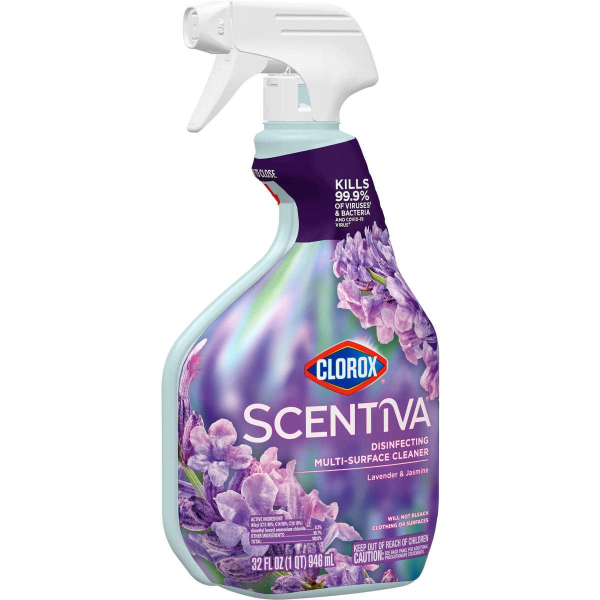 Clorox Scentiva Disinfecting Spray, Lavender & Jasmine, 32 Fl Oz, Pack of 6 (Pack May Vary)