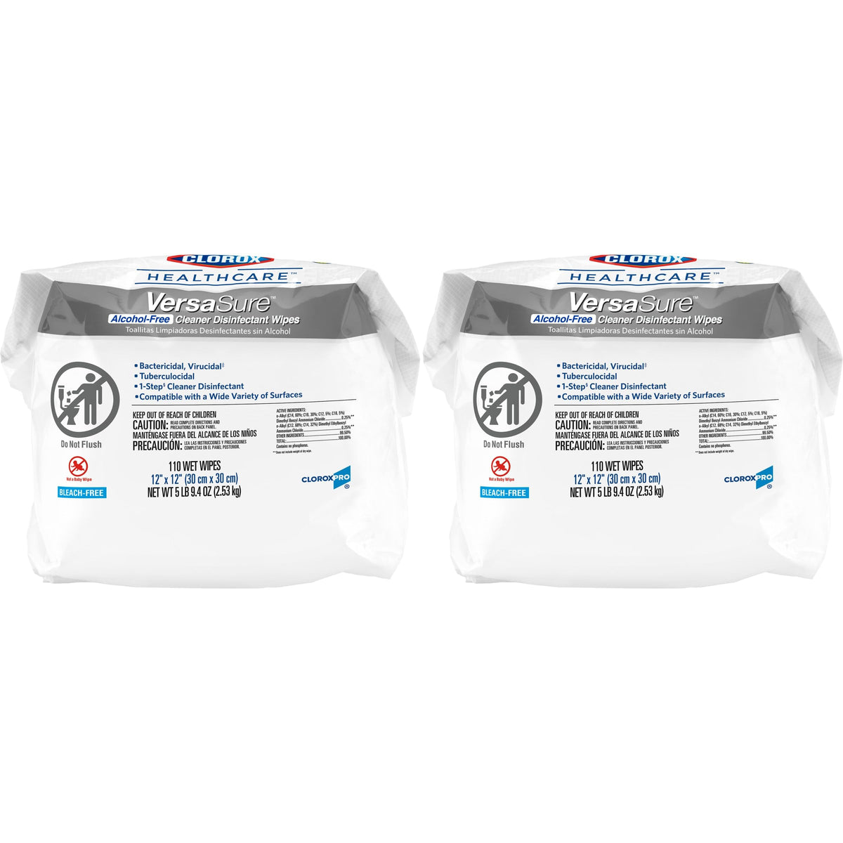 Clorox Healthcare VersaSure Cleaner Disinfectant Wipes, 110 Count Refill, 2 Refills/Case