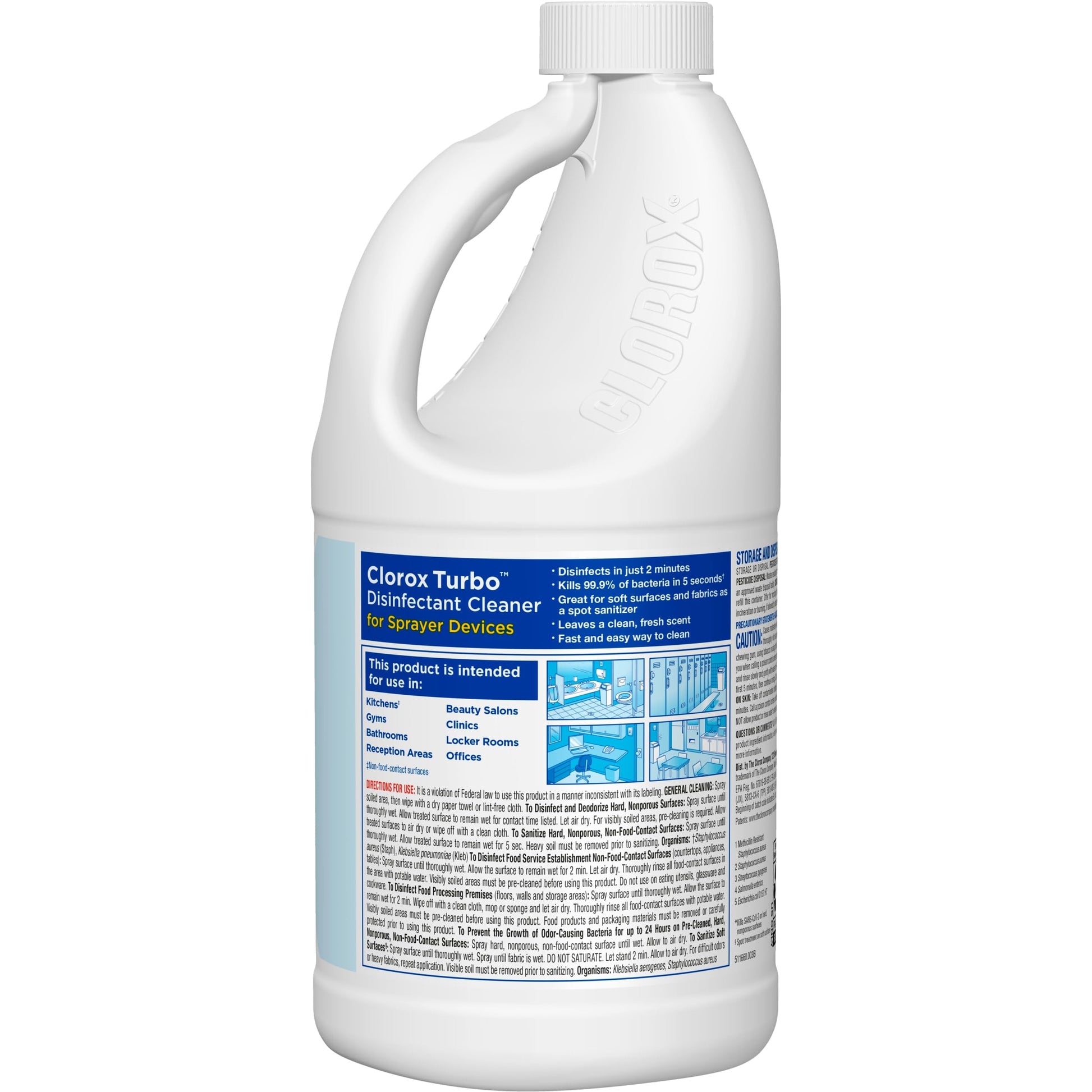 CLOROX Turbo Disinfectant Cleaner for Sprayer Devices, Bleach-Free, 64 Fluid Ounces (Pack of 2)