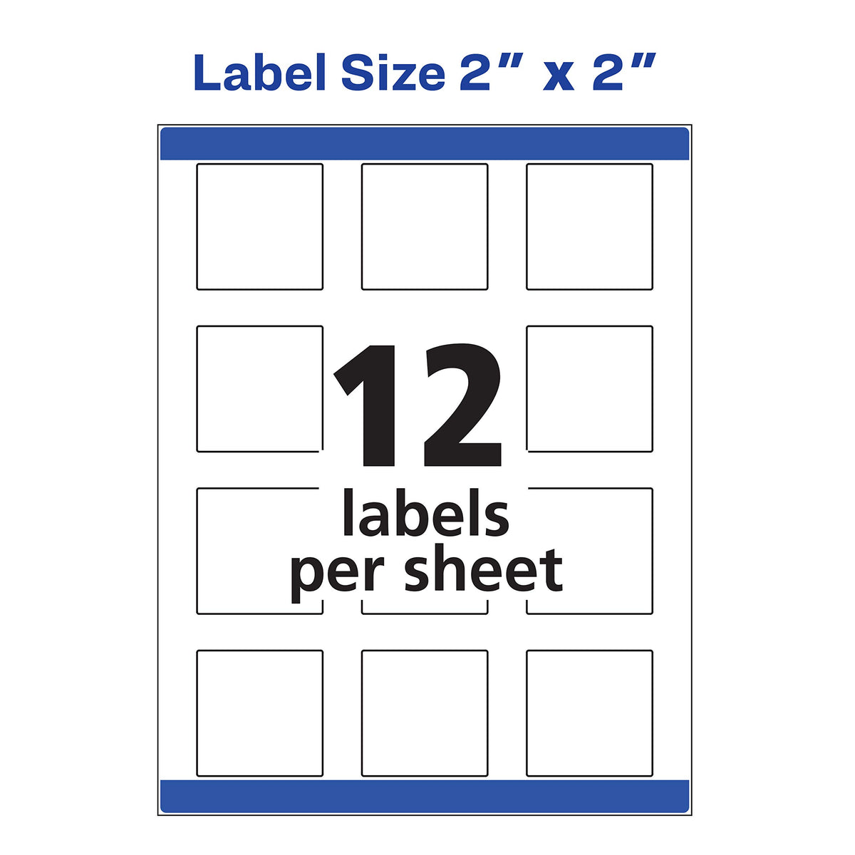 Avery Printable Blank Square Labels, 2" x 2", Matte White, 300 Customizable Labels (22806)