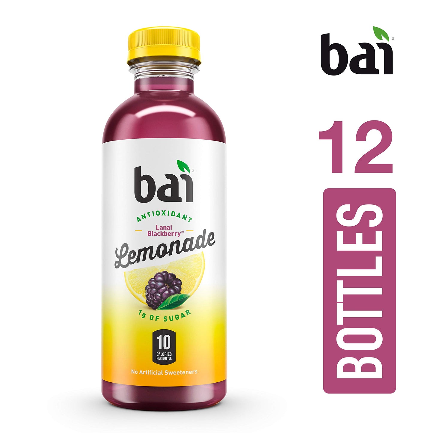 Bai Flavored Water, Lanai Blackberry Lemonade, Antioxidant Infused Drinks, 18 Fluid Ounce Bottles, 12 Count