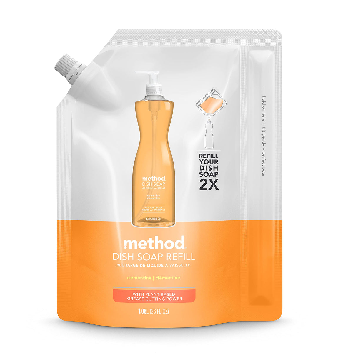Method Dish Soap Pump Refill, Clementine, 36 Ounce