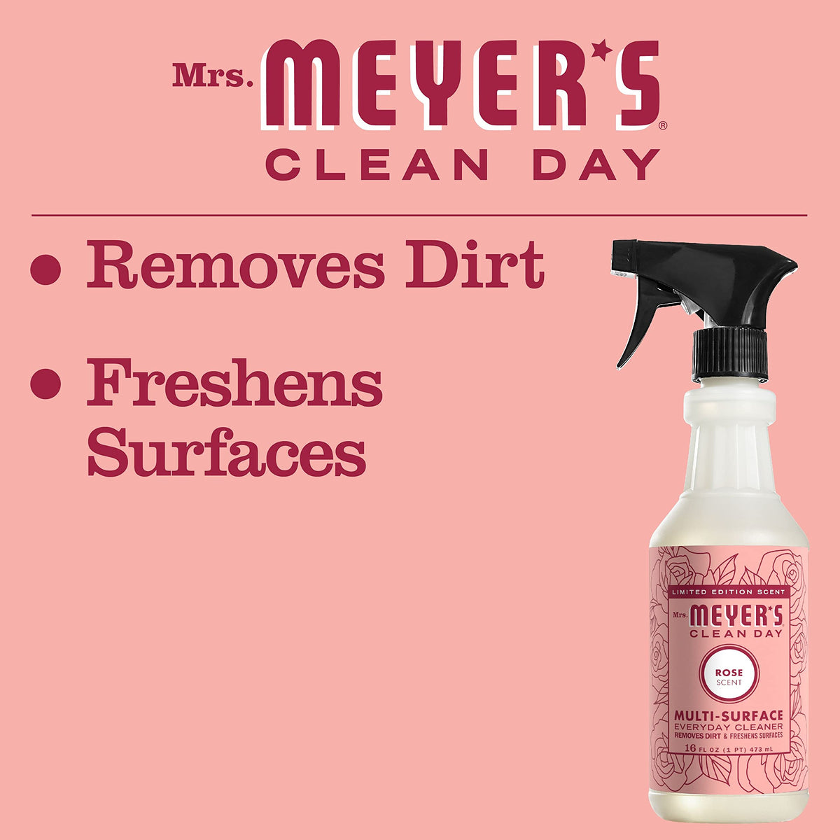 MRS. MEYER'S CLEAN DAY All-Purpose Cleaner Spray, Rose, 16 Fl oz