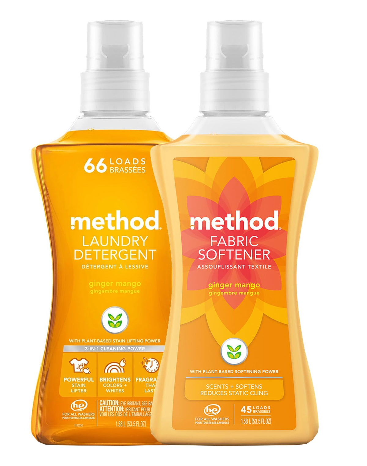 Method Laundry Variety Pack Laundry Detergent, fabric Softener 53.5 Fl Oz (Ginger Mango)