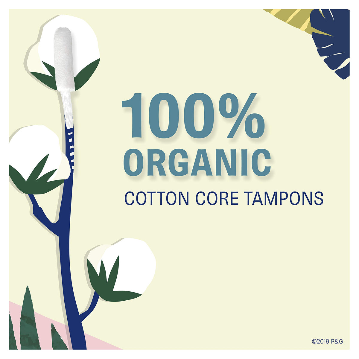 Tampax Pure 100% Organic Cotton Core Regular Absorbency Tampons - 16 ct